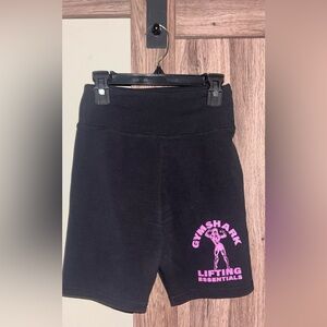 Gymshark Black High-Waist Bike Shorts with Pink Logo